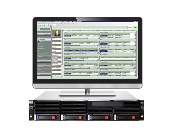 Exemple de vue de bureau du dossier médical électronique (DME) au-dessus du serveur Iris Gateway